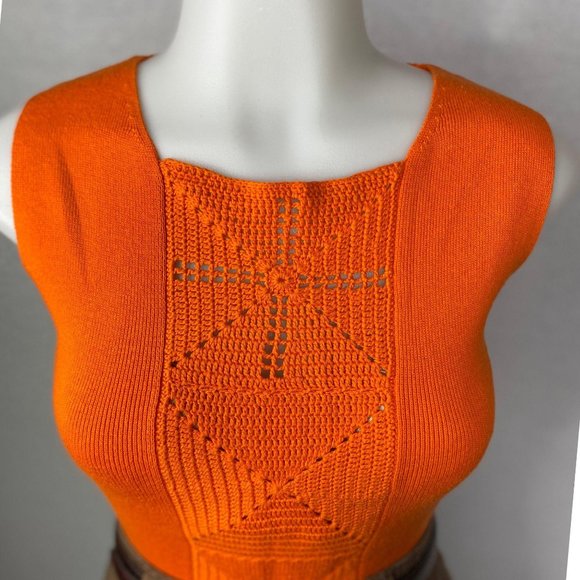 Vintage Pierre Cardin Tangerine Knit Top Sleeveles - Picture 4 of 10